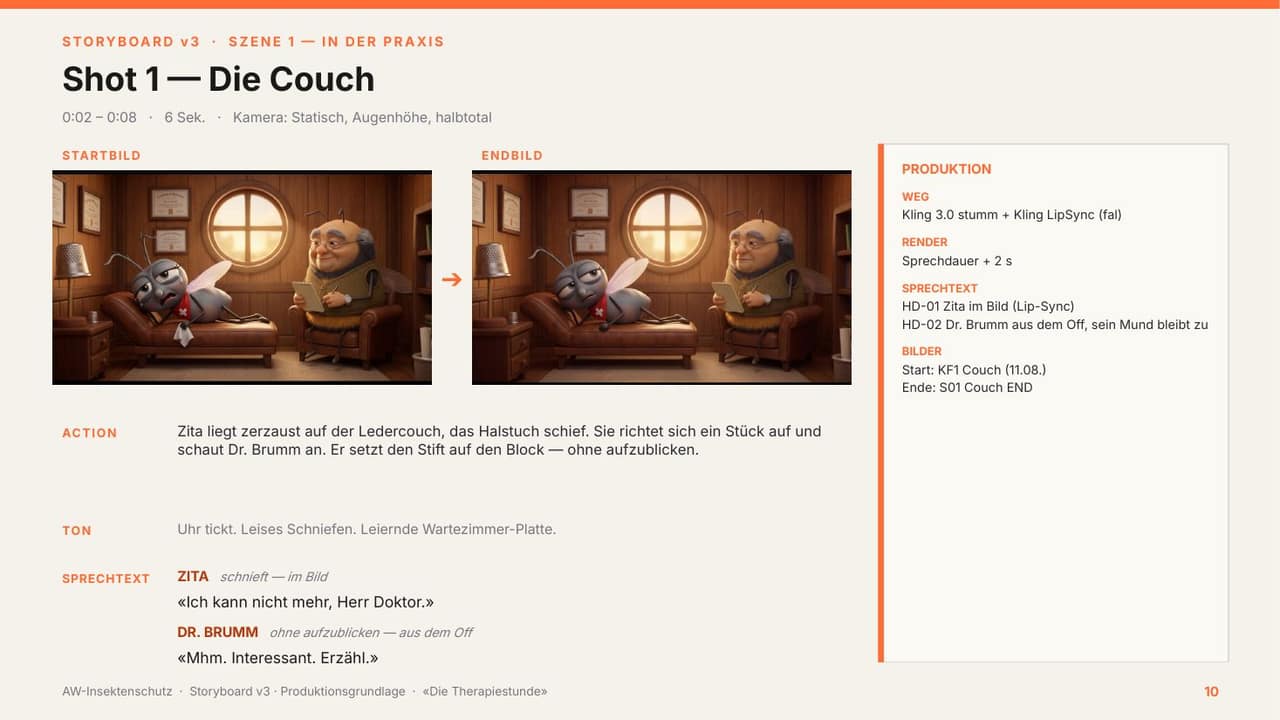 Storyboard AW Insektenschutz: Shot 1, die Couch